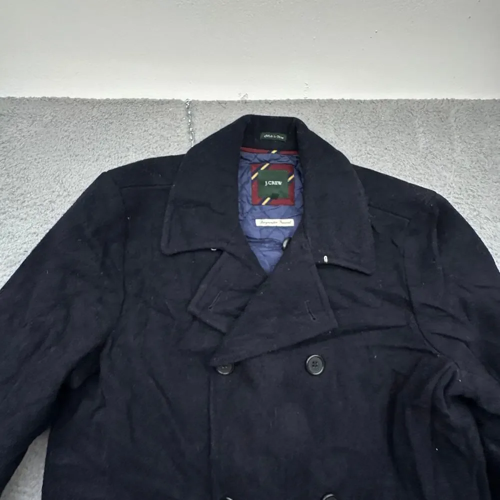 J Crew Wool Double Breasted Bayswater Pea Coat Mens Medium Thinsulate Navy